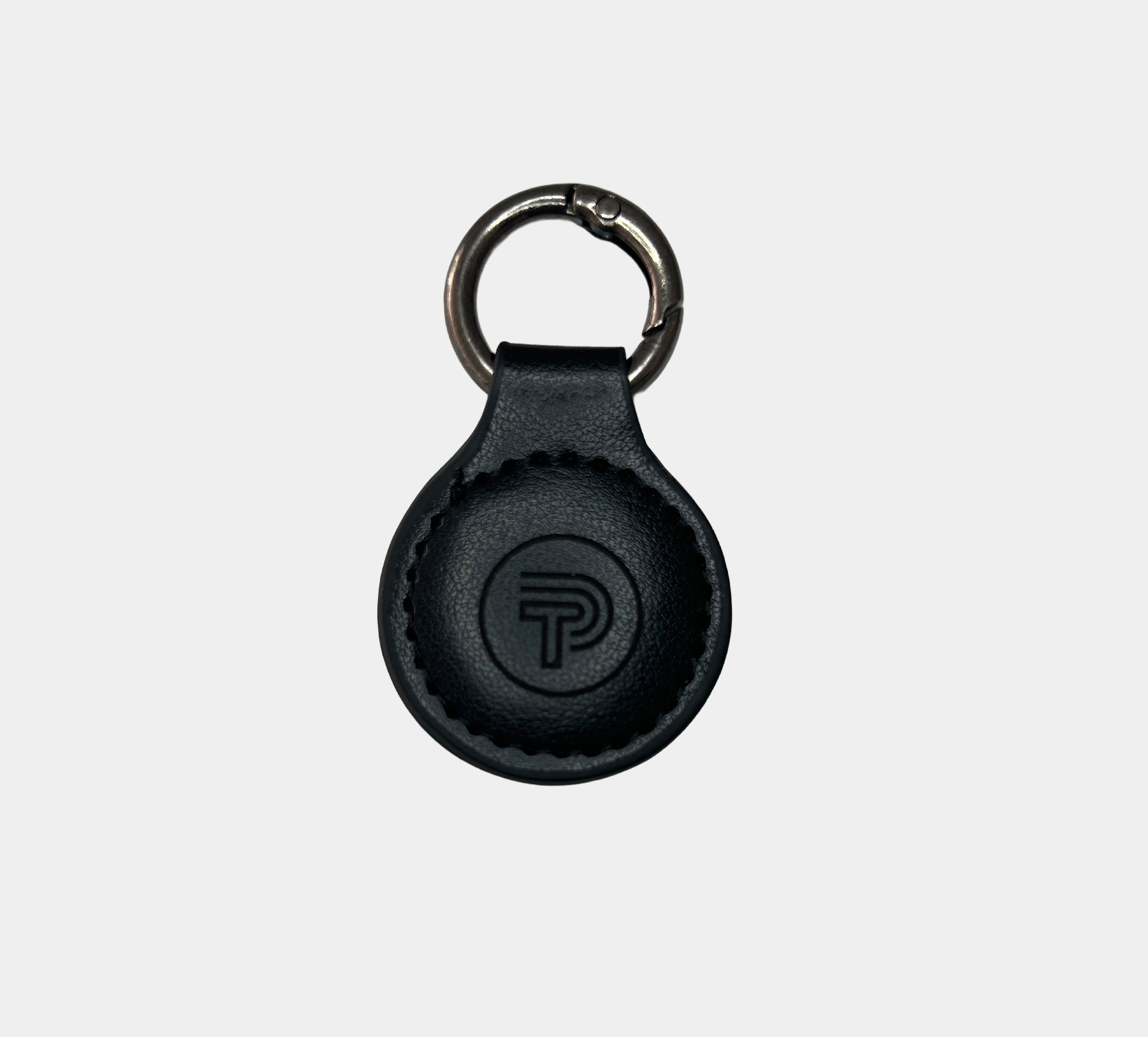Black Leather NFC enabled key ring with Tap Ping logo engraved