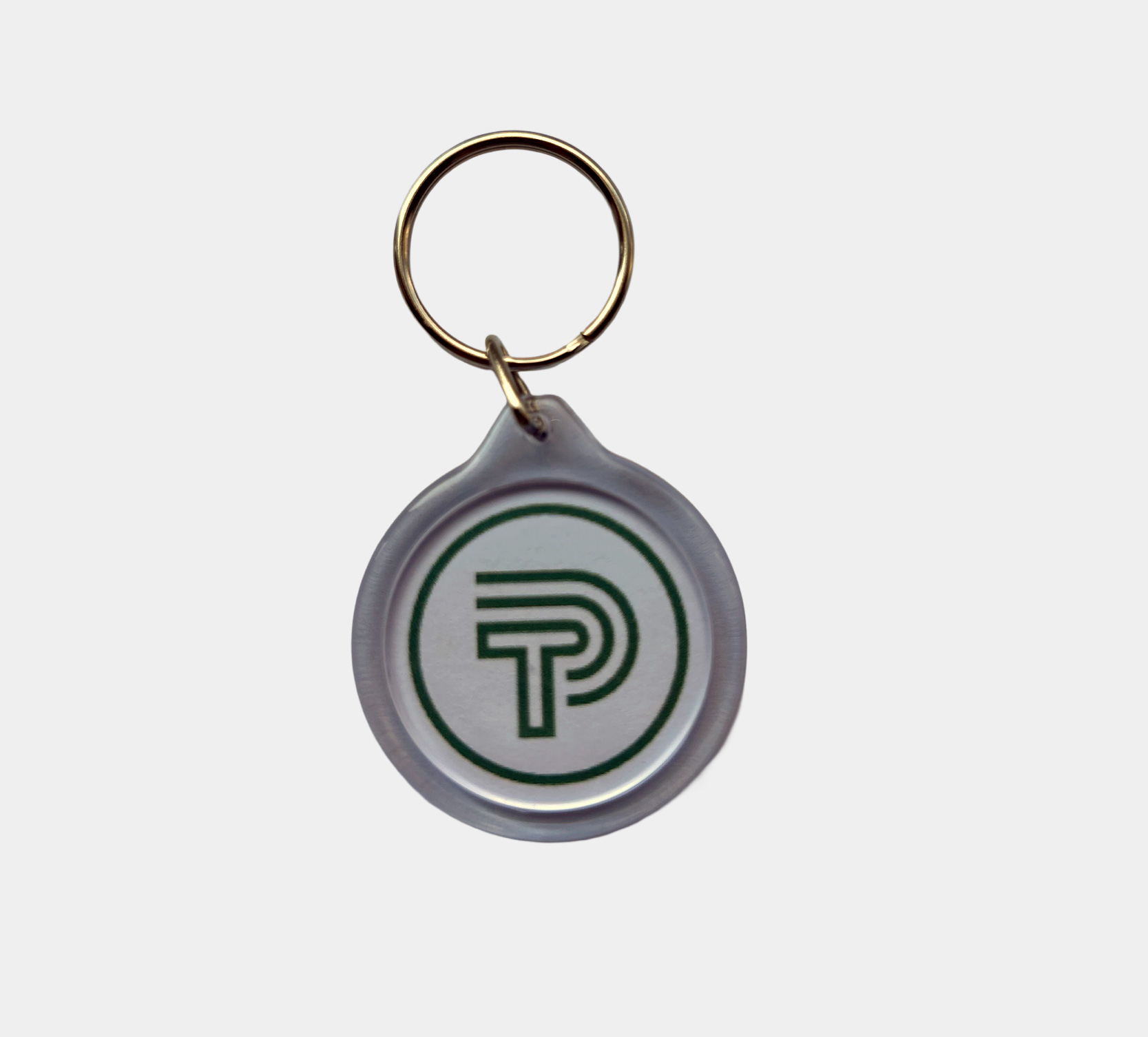 Clear Plastic NFC enabled key ring with Tap Ping logo