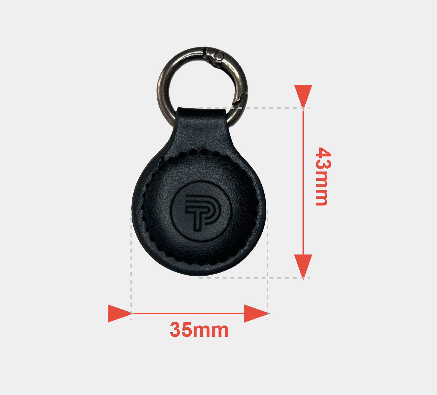 Tap Ping Leather NFC Leather Keyring Fob dimensions
